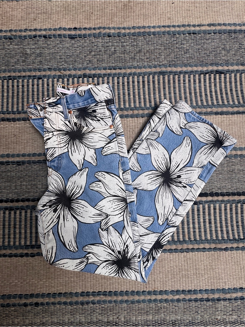 Levi's Blue Jeans with White & Black Floral Print